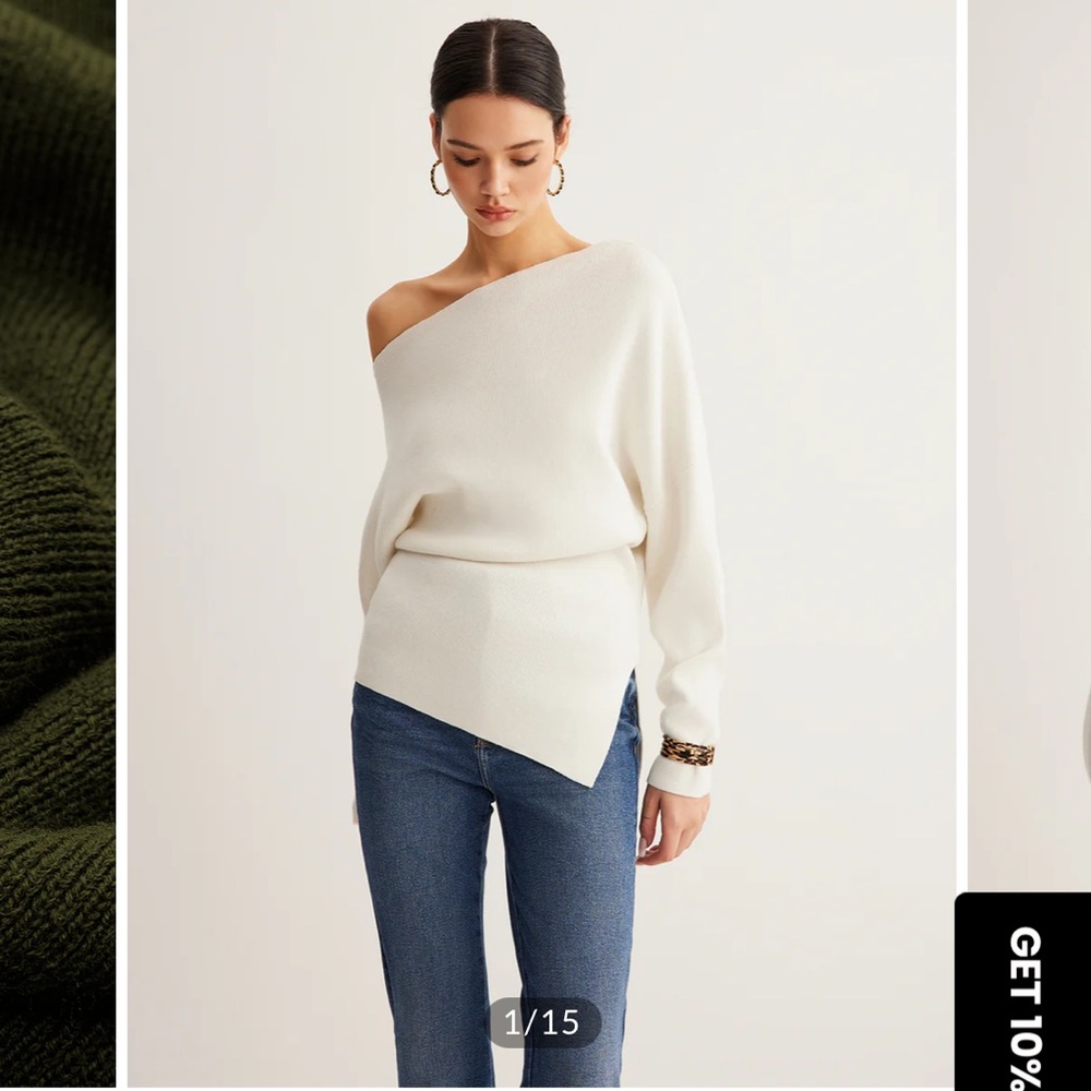 Commense Off-Shoulder Cream Sweater